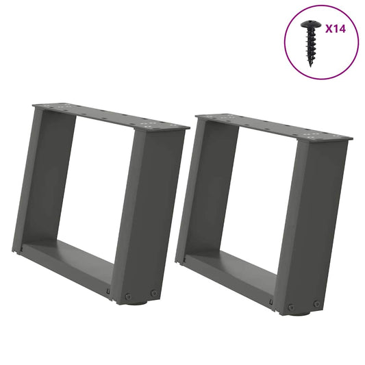 Anthracite Steel U-Shaped Coffee Table Legs 50x30-31cm - Set of 2