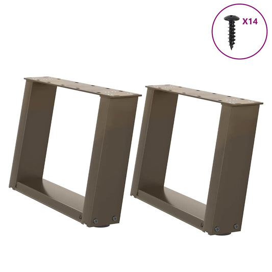 Natural Steel U-Shaped Coffee Table Legs, 50x(30-31) cm, 2 pcs