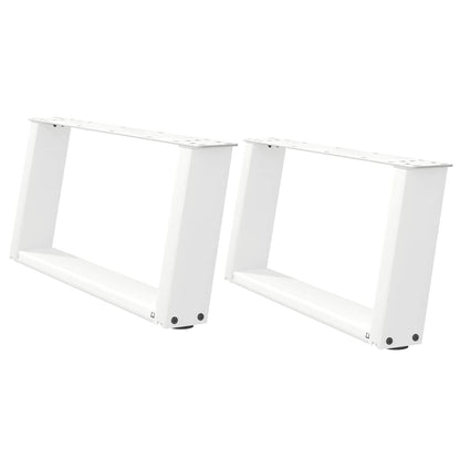 White Steel U-Shaped Coffee Table Legs - Set of 2, 60x30-31 cm