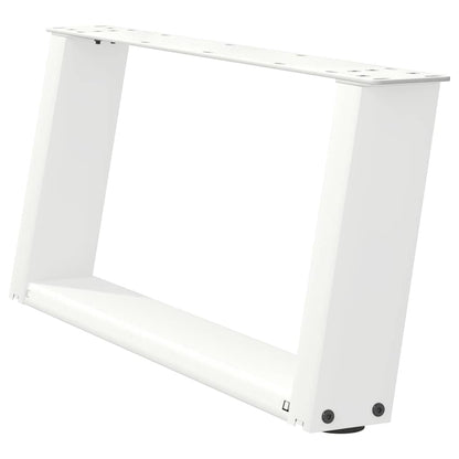White Steel U-Shaped Coffee Table Legs - Set of 2, 60x30-31 cm