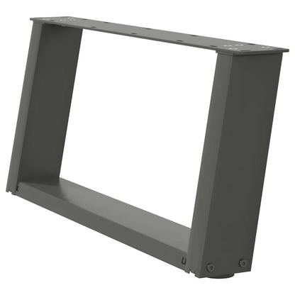Anthracite Steel U-Shaped Coffee Table Legs, 60x(30-31)cm, 2 Pcs