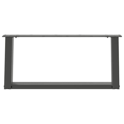Anthracite Steel U-Shaped Coffee Table Legs, 60x(30-31)cm, 2 Pcs