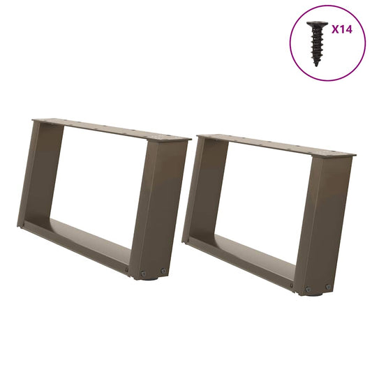 Natural Steel U-Shaped Coffee Table Legs, 2pcs, 60x30-31 cm