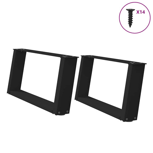 U-Shaped Black Steel Coffee Table Legs (2 pcs) 70x(30-31) cm