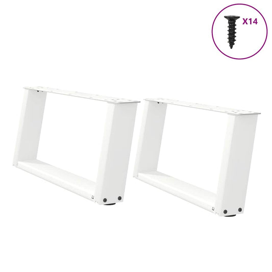White U-Shaped Steel Coffee Table Legs - 2 pcs, 70x30-31 cm