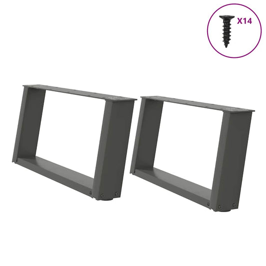 Anthracite U-Shaped Steel Coffee Table Legs 2pcs, 70x30-31 cm