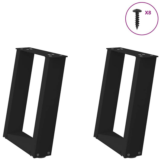 Black Steel U-Shaped Coffee Table Legs 2pcs, 28x(42-43)cm