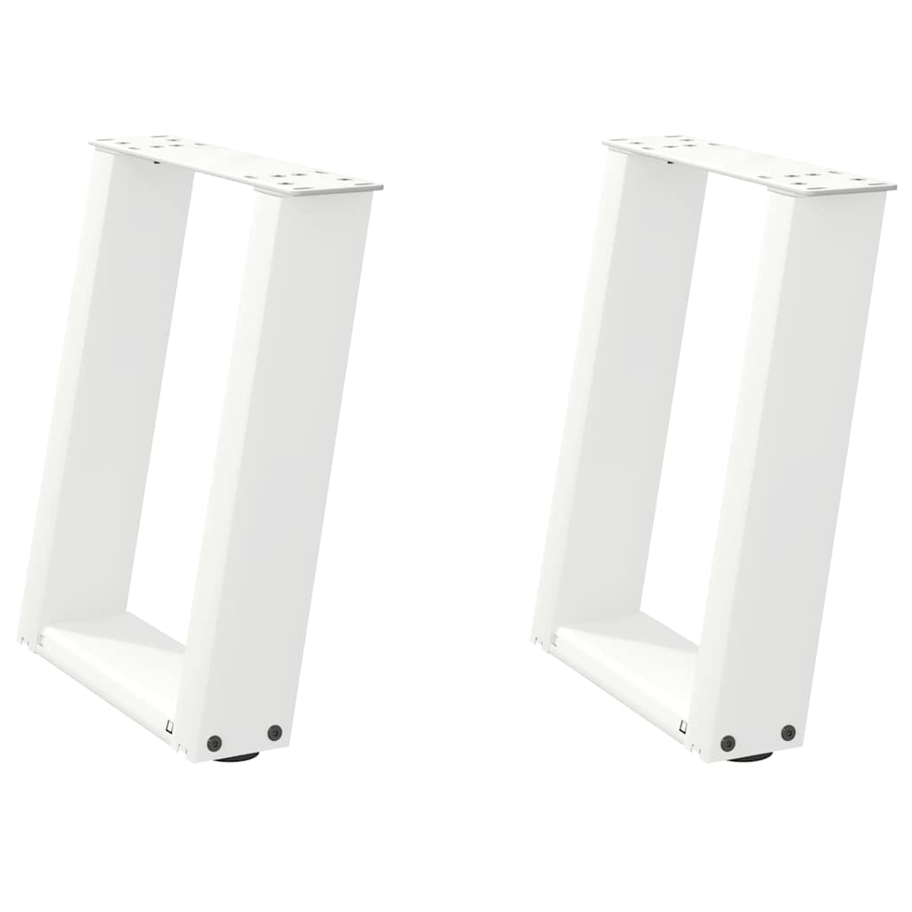 White U-Shaped Steel Coffee Table Legs, 2 Pcs, 28x(42-43) cm