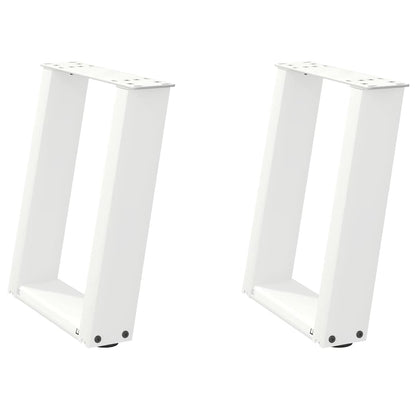 White U-Shaped Steel Coffee Table Legs, 2 Pcs, 28x(42-43) cm