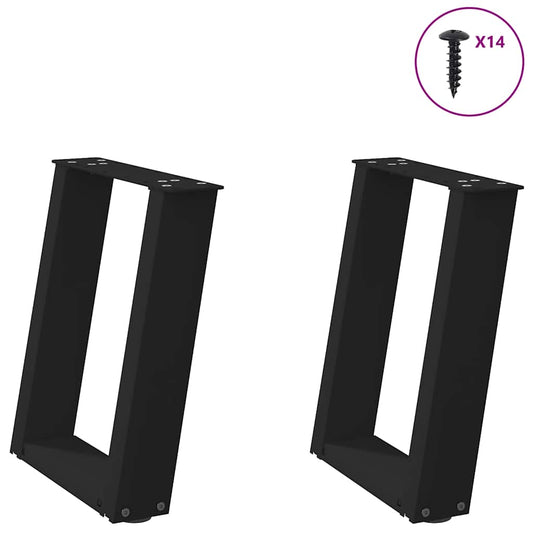 Black Steel U-Shaped Coffee Table Legs, 2 Pcs (38x42-43 cm)
