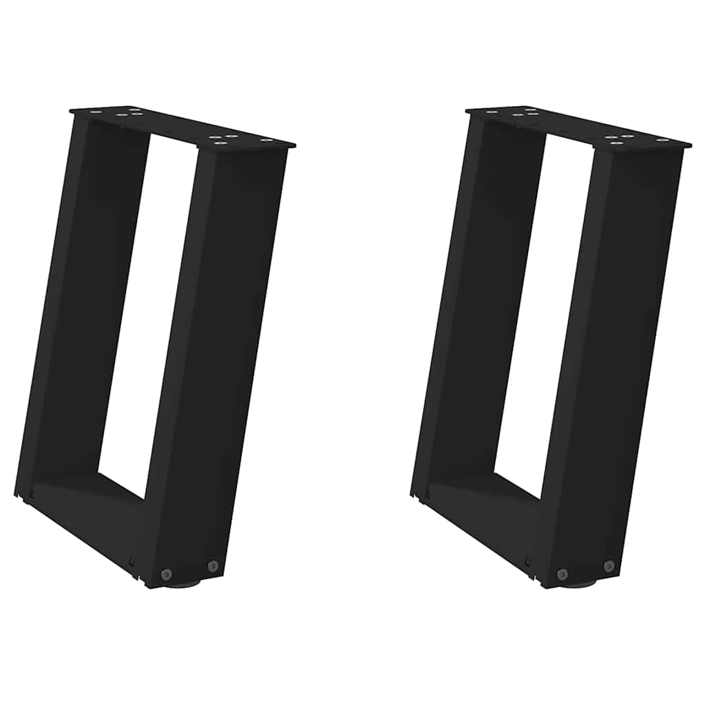 Black Steel U-Shaped Coffee Table Legs, 2 Pcs (38x42-43 cm)