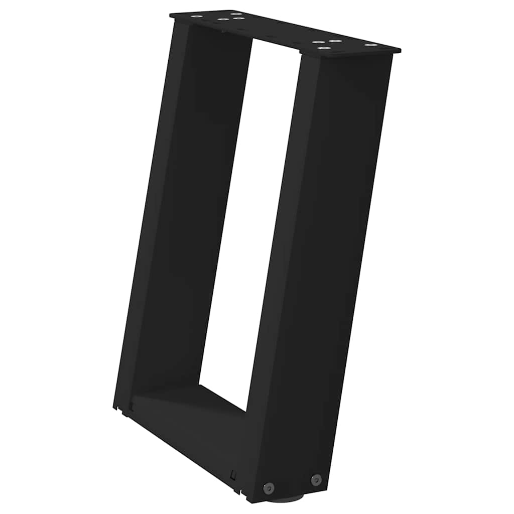 Black Steel U-Shaped Coffee Table Legs, 2 Pcs (38x42-43 cm)