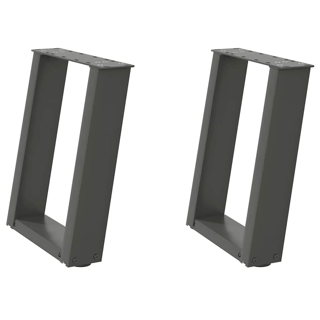 Anthracite Steel U-Shaped Coffee Table Legs 2pcs Adjustable 38x(42-43)cm