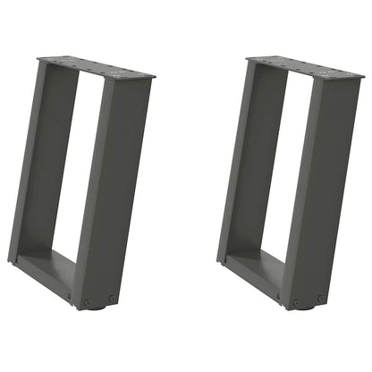 Anthracite Steel U-Shaped Coffee Table Legs 2pcs Adjustable 38x(42-43)cm