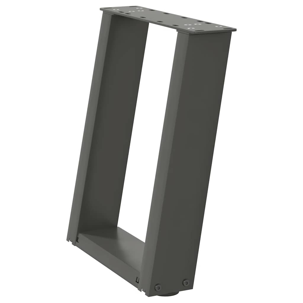 Anthracite Steel U-Shaped Coffee Table Legs 2pcs Adjustable 38x(42-43)cm