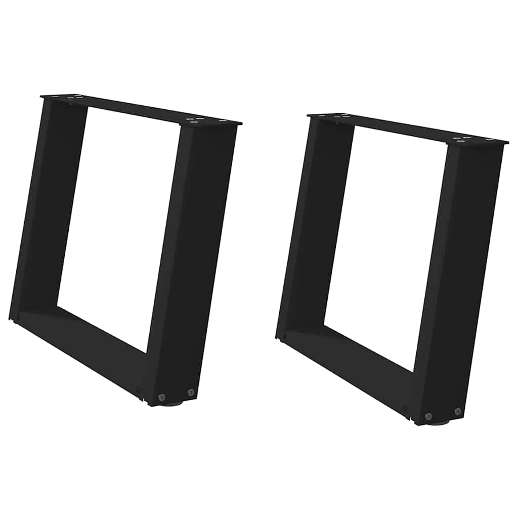 Black Steel U-Shaped Coffee Table Legs - Set of 2, 60x(42-43) cm