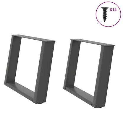 U-Shaped Steel Coffee Table Legs, Anthracite, 60x(42-43) cm, Set of 2