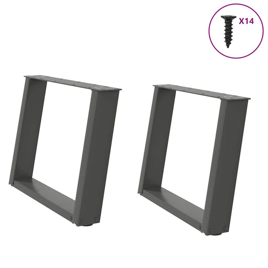 U-Shaped Steel Coffee Table Legs, Anthracite, 60x(42-43) cm, Set of 2