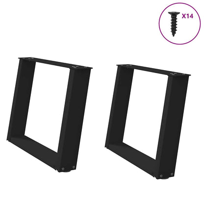 Black Steel U-Shaped Coffee Table Legs, 2pcs, 70x(42-43) cm