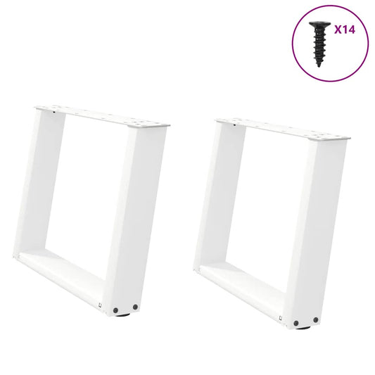 White U-Shaped Steel Coffee Table Legs (2 pcs) 70x(42-43) cm