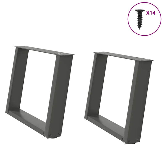 Anthracite Steel U-Shaped Coffee Table Legs 70x(42-43) cm, 2 Pcs