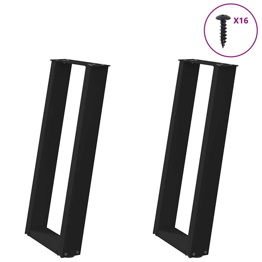 Black Steel U-Shaped Console Table Legs, 2 pcs, 38x(72-73) cm