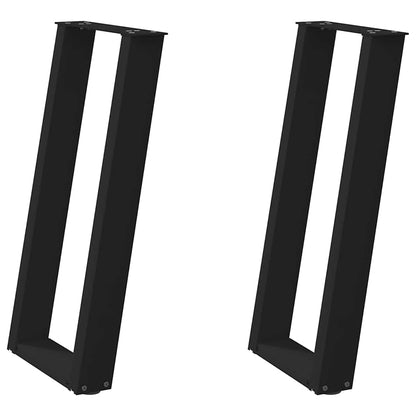 Black Steel U-Shaped Console Table Legs, 2 pcs, 38x(72-73) cm