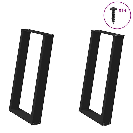 Black U-Shaped Steel Dining Table Legs 2pcs, Adjustable 50x72-73cm