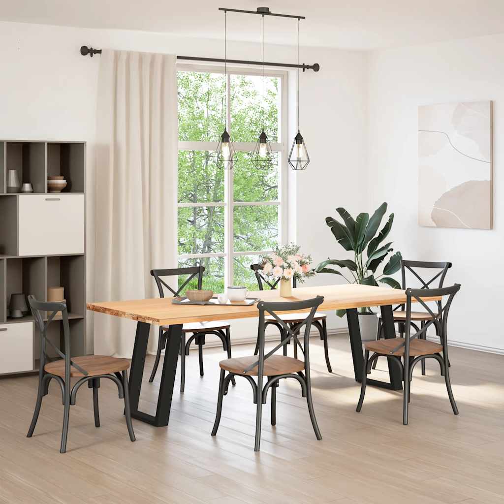 Black U-Shaped Steel Dining Table Legs 2pcs, Adjustable 50x72-73cm