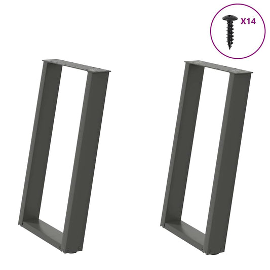 Anthracite Steel U-Shaped Dining Table Legs, 50x(72-73) cm, 2 pcs