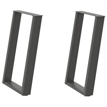 Anthracite Steel U-Shaped Dining Table Legs, 50x(72-73) cm, 2 pcs