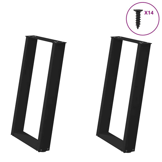 Black Steel U-Shaped Dining Table Legs, 2 pcs, Adjustable 72-73 cm