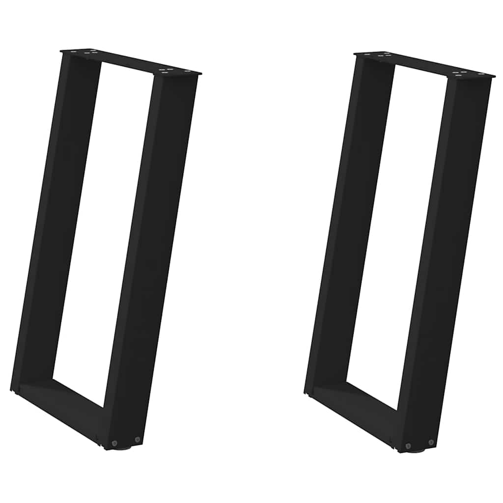 Black Steel U-Shaped Dining Table Legs, 2 pcs, Adjustable 72-73 cm