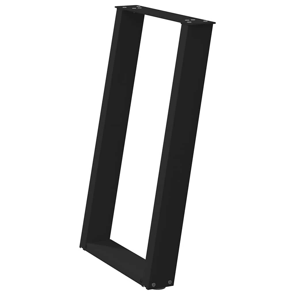 Black Steel U-Shaped Dining Table Legs, 2 pcs, Adjustable 72-73 cm