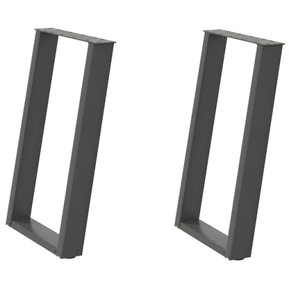U-Shaped Anthracite Steel Dining Table Legs 2 pcs, Adjustable Height