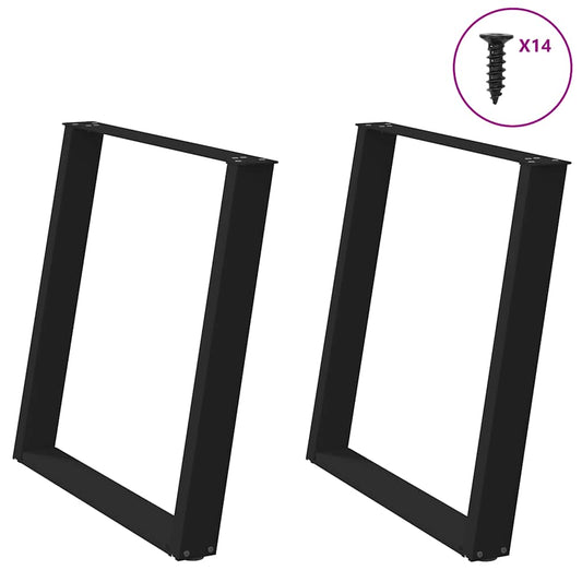 Black Steel U-Shaped Dining Table Legs 2 pcs 70x(72-73) cm
