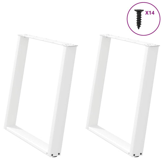 White Steel U-Shaped Dining Table Legs (2 pcs, 70x72-73cm)