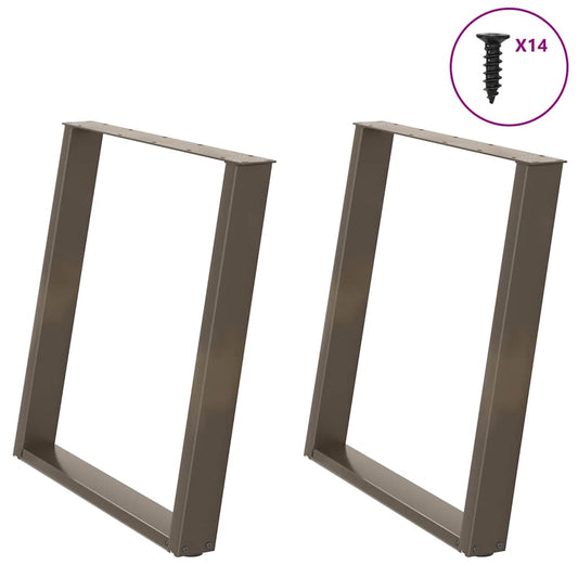 Natural Steel U-Shaped Dining Table Legs - Set of 2, Adjustable 70cm