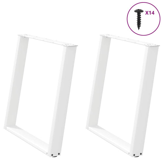 White U-Shaped Steel Dining Table Legs, 2 Pcs, 80x(72-73) cm
