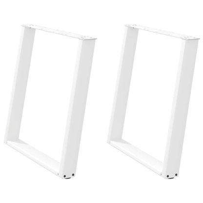 White U-Shaped Steel Dining Table Legs, 2 Pcs, 80x(72-73) cm