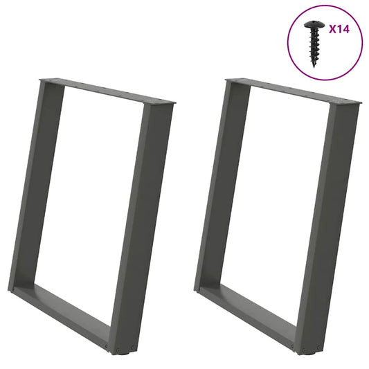 U-Shaped Anthracite Steel Dining Table Legs 2pcs, 80x72-73 cm