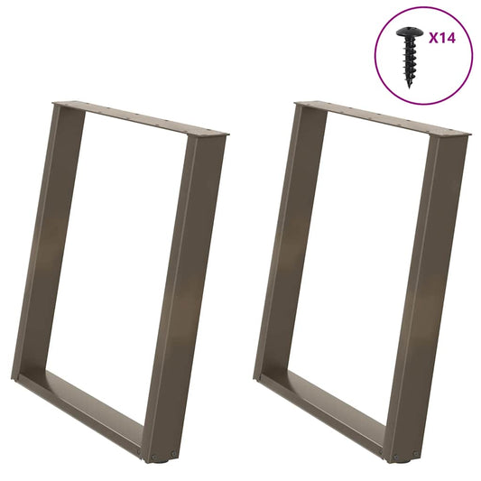 U-Shaped Dining Table Legs, Natural Steel, 80x(72-73) cm, Set of 2