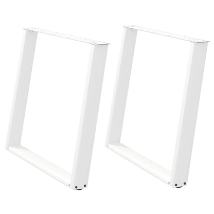 White Steel U-Shaped Dining Table Legs, 2 pcs, Adjustable 90x72-73 cm