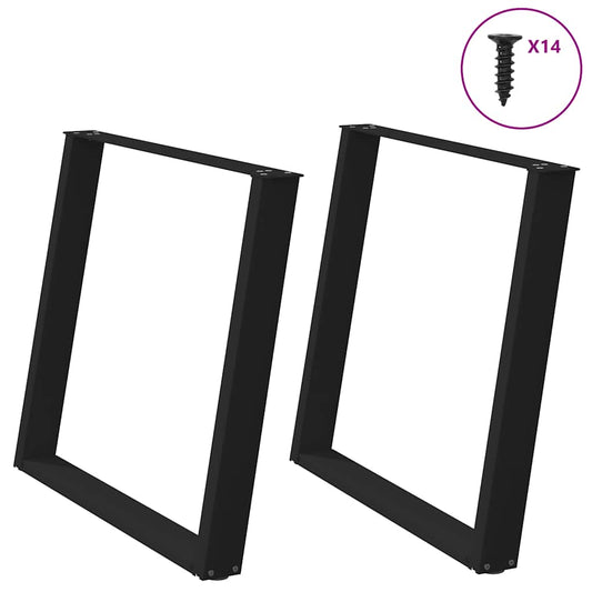 Black Steel U-Shaped Dining Table Legs 2 Pcs 100x72-73 cm