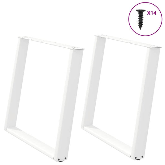 White Steel U-Shaped Dining Table Legs 2pcs, Adjustable 100cm