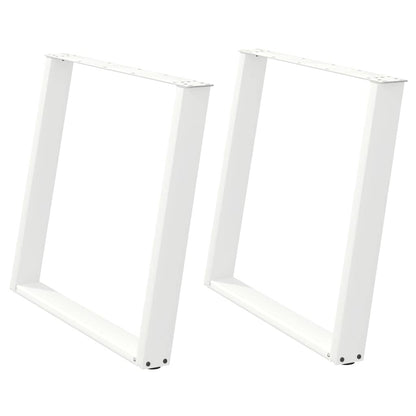 White Steel U-Shaped Dining Table Legs 2pcs, Adjustable 100cm