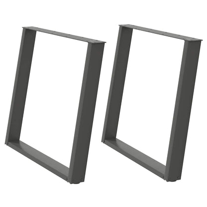 Anthracite Steel U-Shaped Dining Table Legs, 2pcs, Adjustable 100cm
