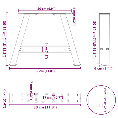 White Steel A-Shaped Coffee Table Legs (2 pcs) 30x30-31cm