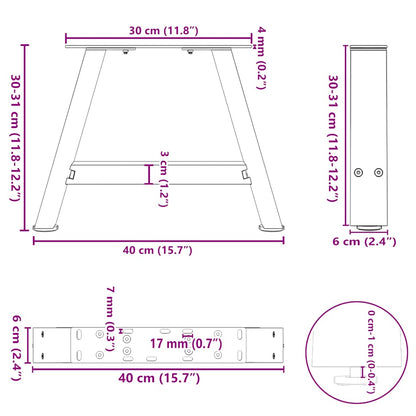 Anthracite Steel A-Shaped Coffee Table Legs 2 pcs, Adjustable 40x30-31cm