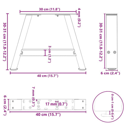 A-Shape Steel Coffee Table Legs Set, 2 pcs, 40x(30-31) cm